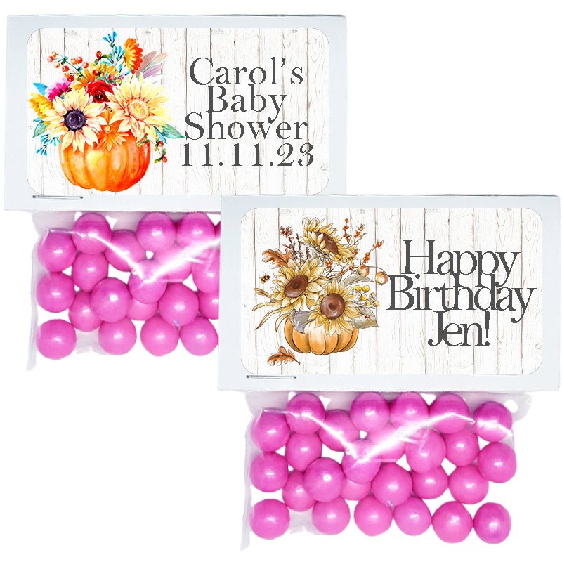 Personalized Rustic Fall Pumpkin Custom Treat Favor Bags and Toppers - Favors Today