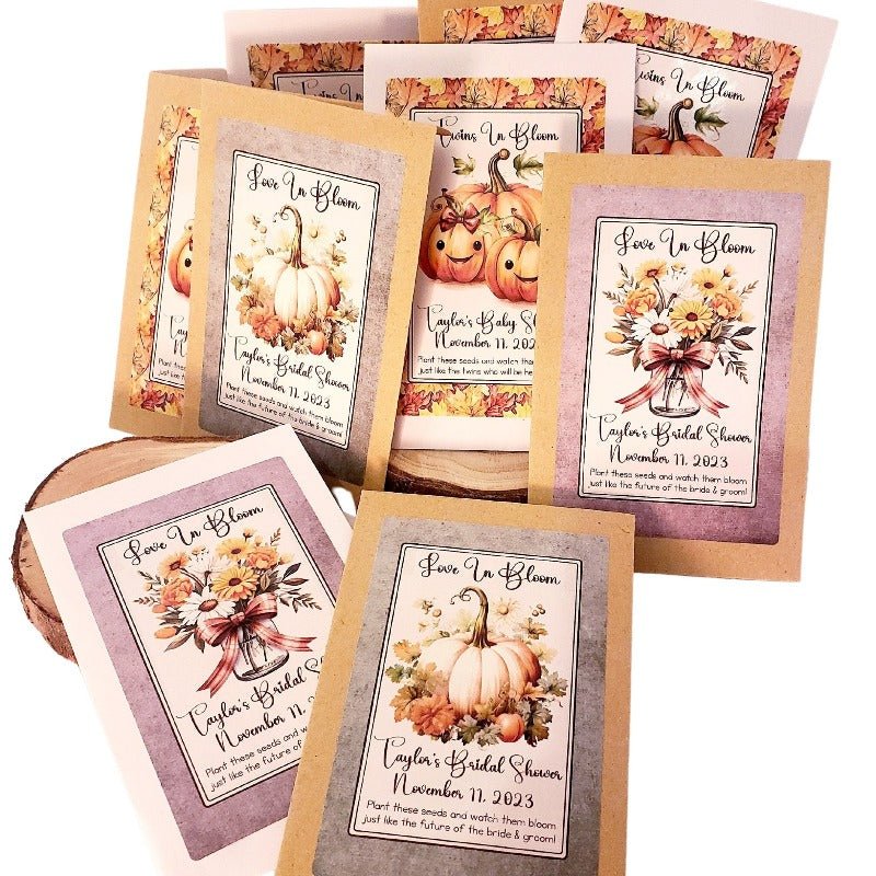Personalized Rustic Fall Pumpkin Design Seed Packet Party Favors - Favors Today