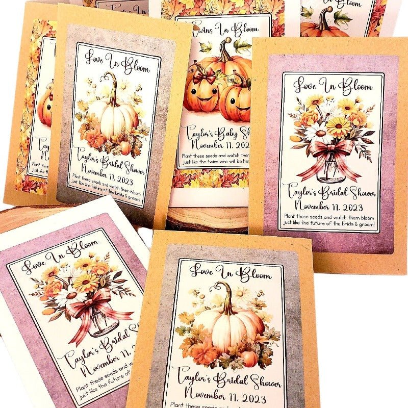Personalized Rustic Fall Pumpkin Design Seed Packet Party Favors - Favors Today