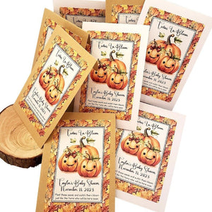 Personalized Rustic Fall Pumpkin Design Seed Packet Party Favors - Favors Today