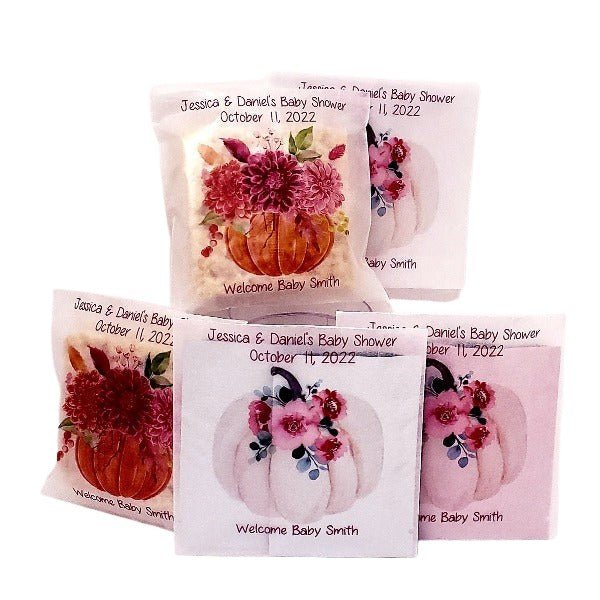 Personalized Rustic Fall Pumpkin Glassine Favor Bag Many Options
