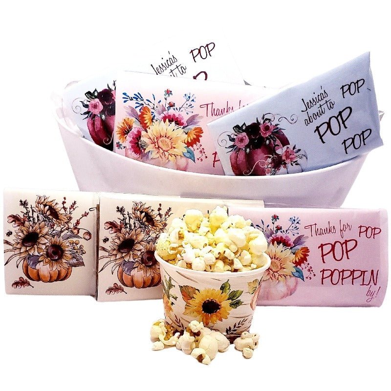 Personalized Rustic Fall Pumpkin Microwave Popcorn Party Favors - Favors Today