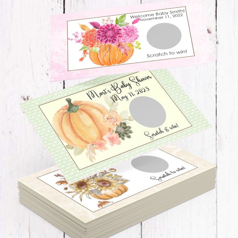 Personalized Rustic Fall Pumpkin Scratch Off Game Cards - Favors Today