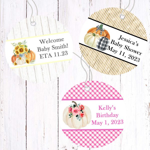 Personalized Rustic Fall Pumpkin Thank You Favor Tags - Favors Today