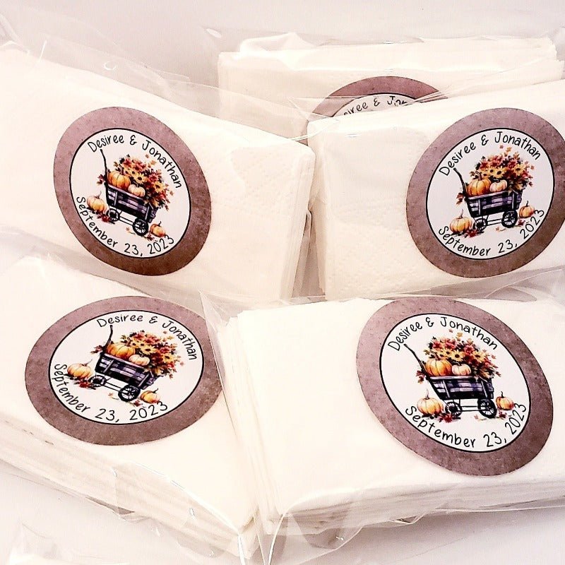 Personalized Rustic Fall Pumpkin Tissue Pack Party Favors - Favors Today