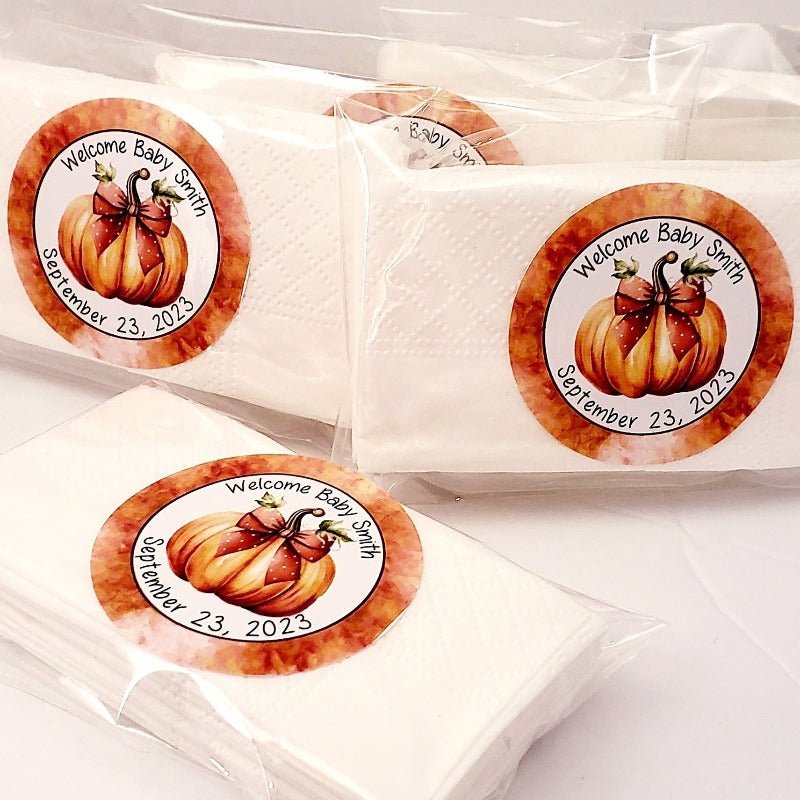 Personalized Rustic Fall Pumpkin Tissue Pack Party Favors - Favors Today