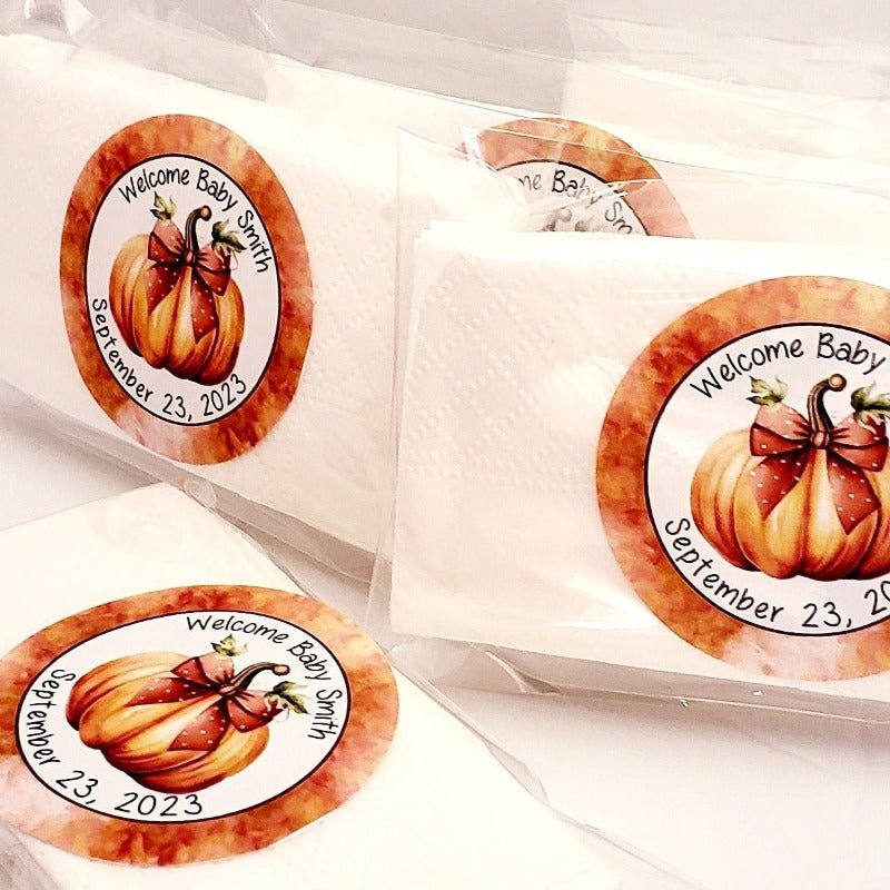 Personalized Rustic Fall Pumpkin Tissue Pack Party Favors - Favors Today