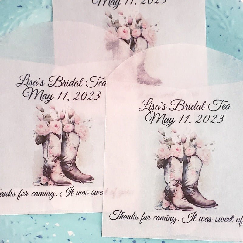 Personalized Rustic Floral Glassine Party Favor Bags - Favors Today