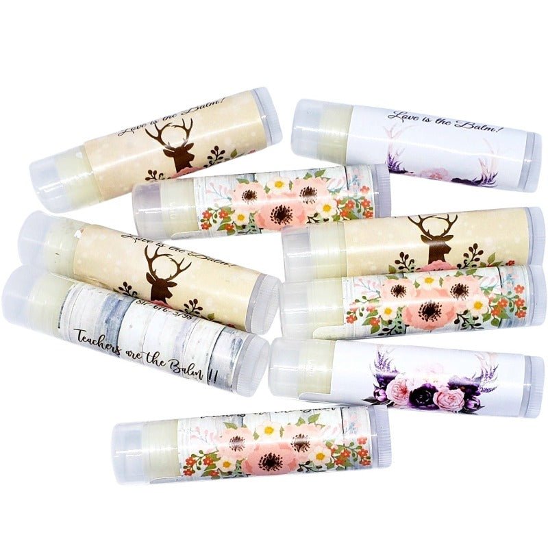 Personalized Rustic Floral Lip Balm Chap Stick Party Favors - Favors Today