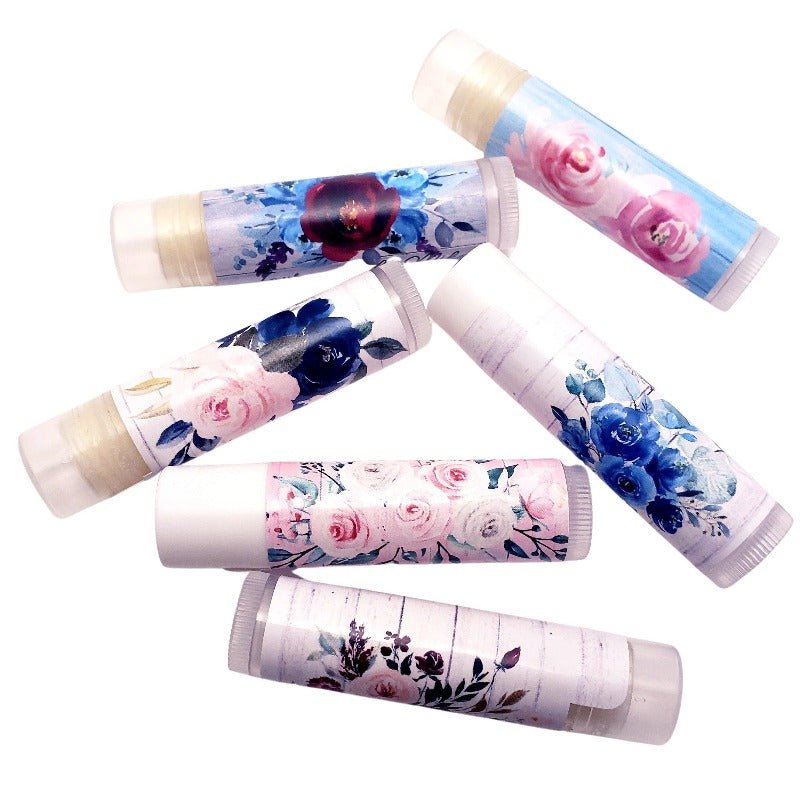 Personalized Rustic Floral Lip Balm Chap Stick Party Favors - Favors Today