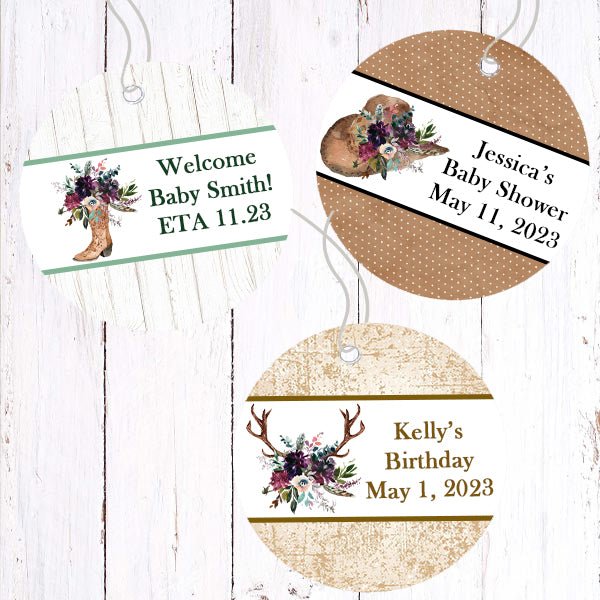 Personalized Rustic Floral Thank You Favor Tags - Favors Today