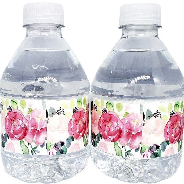 Personalized Side Floral Waterproof Water Bottle Labels Many Colors - Favors Today