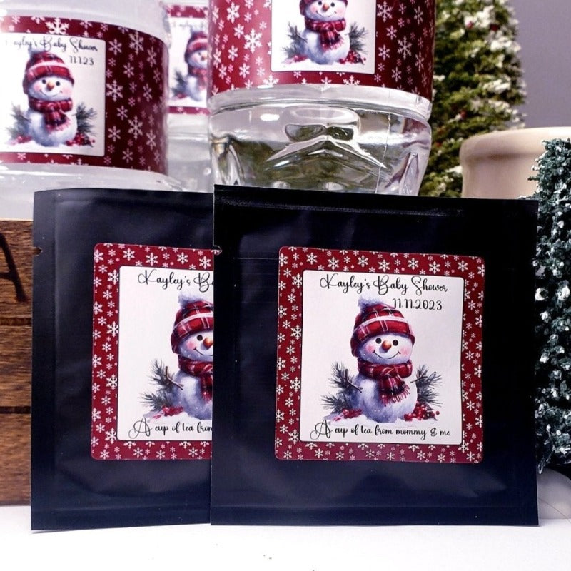 Winter Theme Party Favors Custom Snowman Tea Bags-2