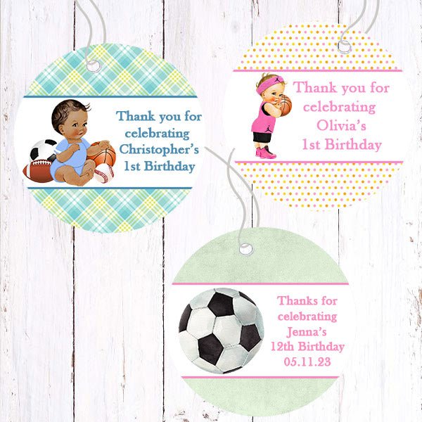 Personalized Sport Theme Thank You Favor Tags - Favors Today