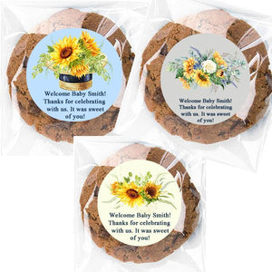 Personalized Sunflower Design Cello Favor Bags Many Options - Favors Today