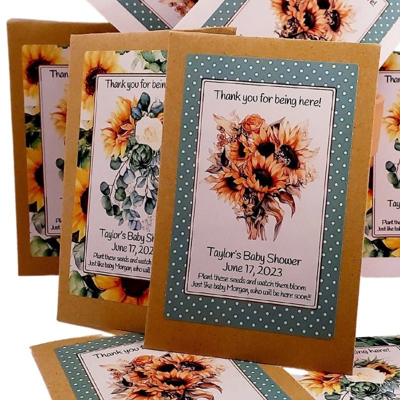Baby Shower Seed Packet Favors, Peach Peony Greenery Personalized