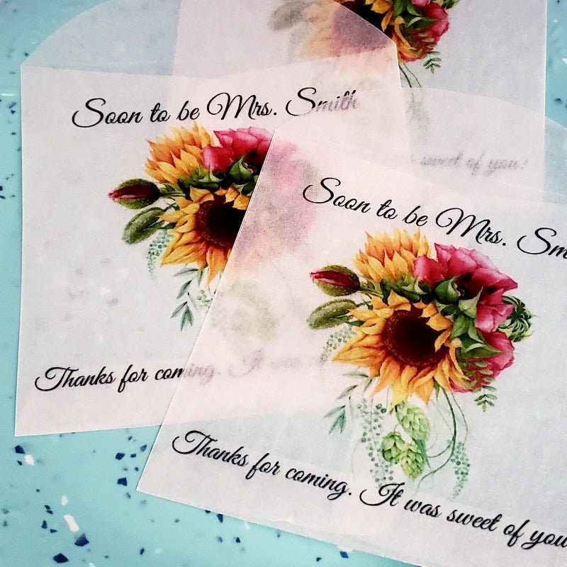 Personalized Sunflower Design Glassine Party Favor Bags - Favors Today