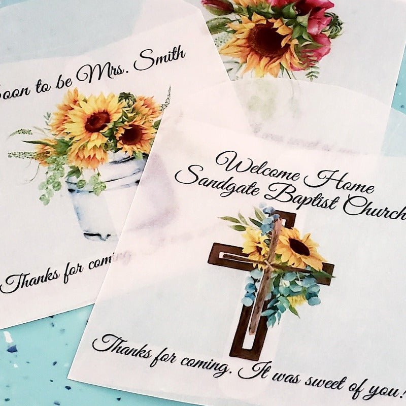 Personalized Sunflower Design Glassine Party Favor Bags - Favors Today