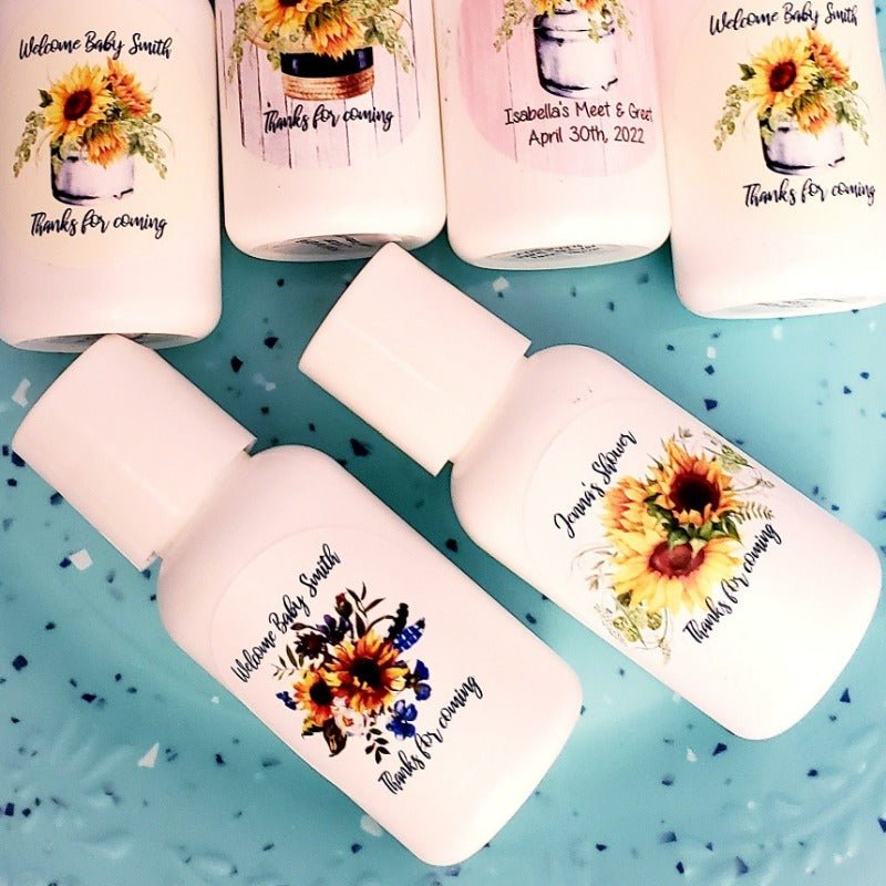 Personalized Sunflower Design Hand Lotion Party Favors Many Options - Favors Today