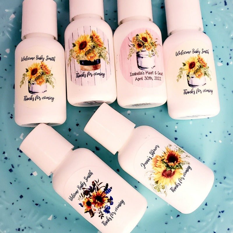 Personalized Sunflower Design Hand Lotion Party Favors Many Options - Favors Today