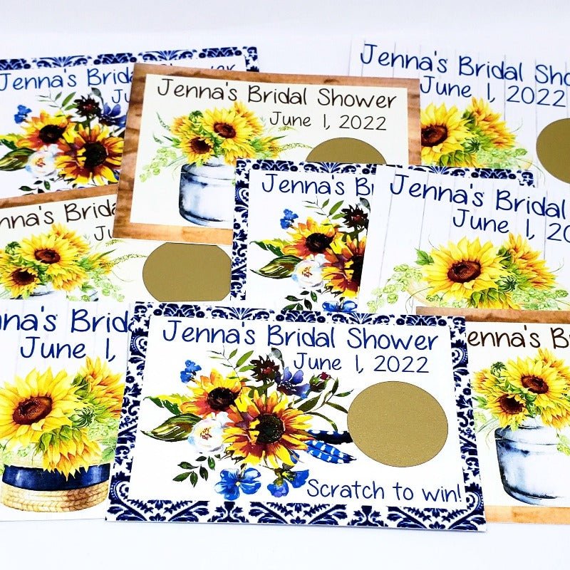 Personalized Sunflower Design Scratch Off Game Cards - Favors Today