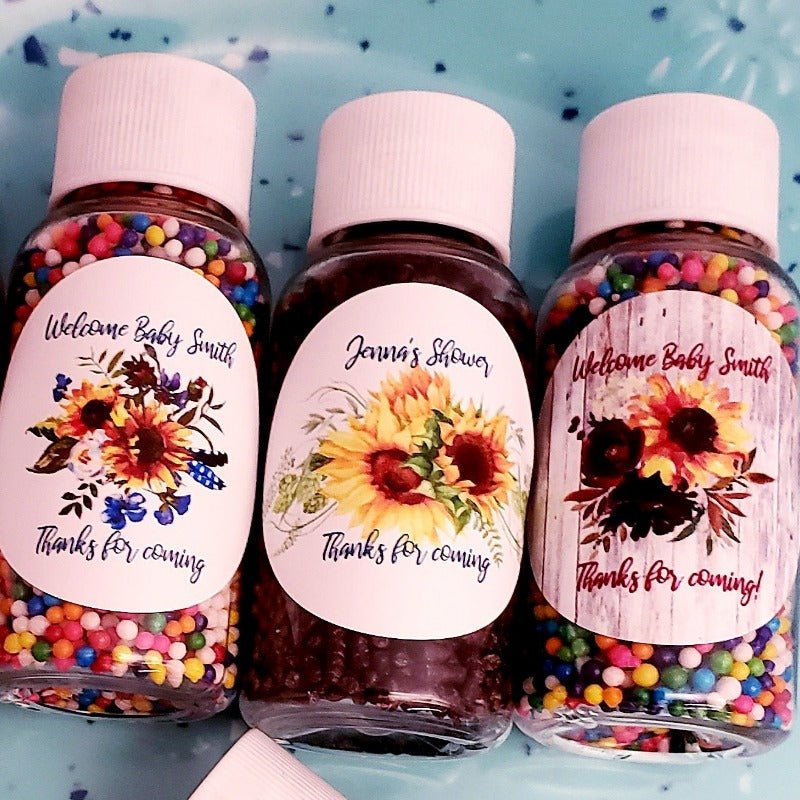 Personalized Sunflower Nonpareil Sprinkle Party Favors - Favors Today
