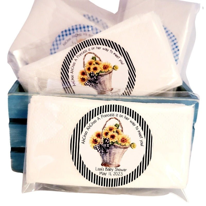 Personalized Sunflower Tissue Pack Party Favors Many Options - Favors Today