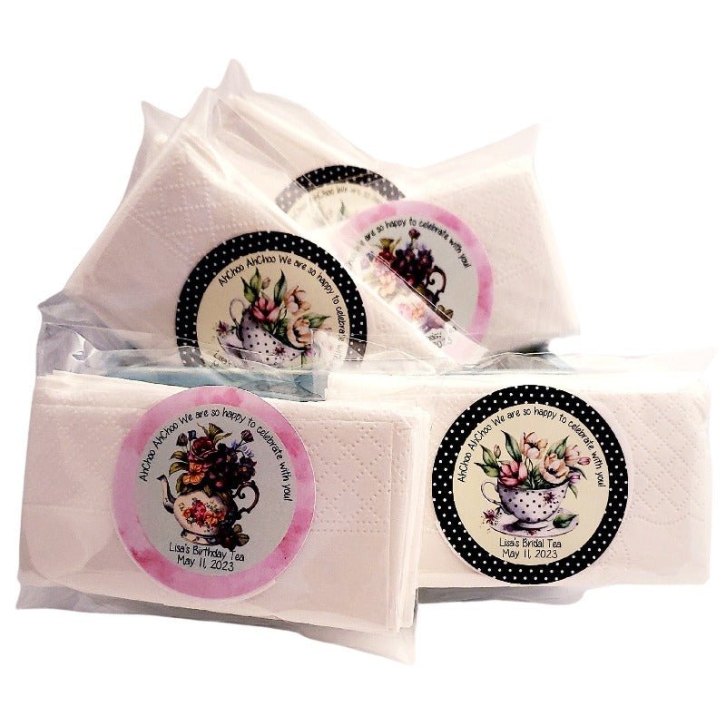 Personalized Tea Party and Coffee Theme Tissue Pack Party Favors Many Options - Favors Today