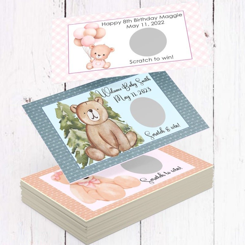 Personalized Teddy Bear Scratch Off Game Cards - Favors Today