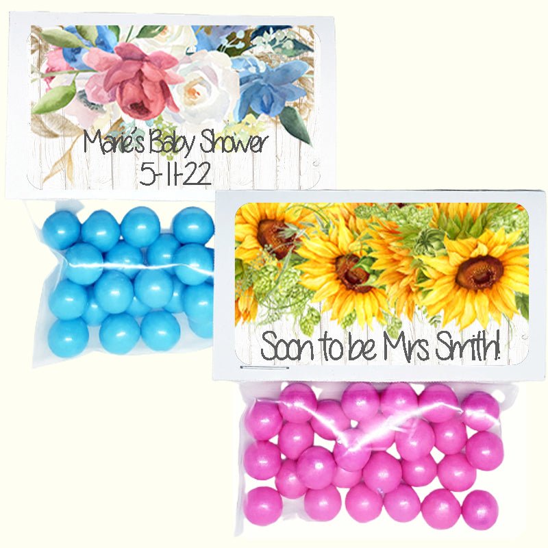 Personalized Top and Bottom Floral Custom Treat Favor Bags and Toppers - Favors Today