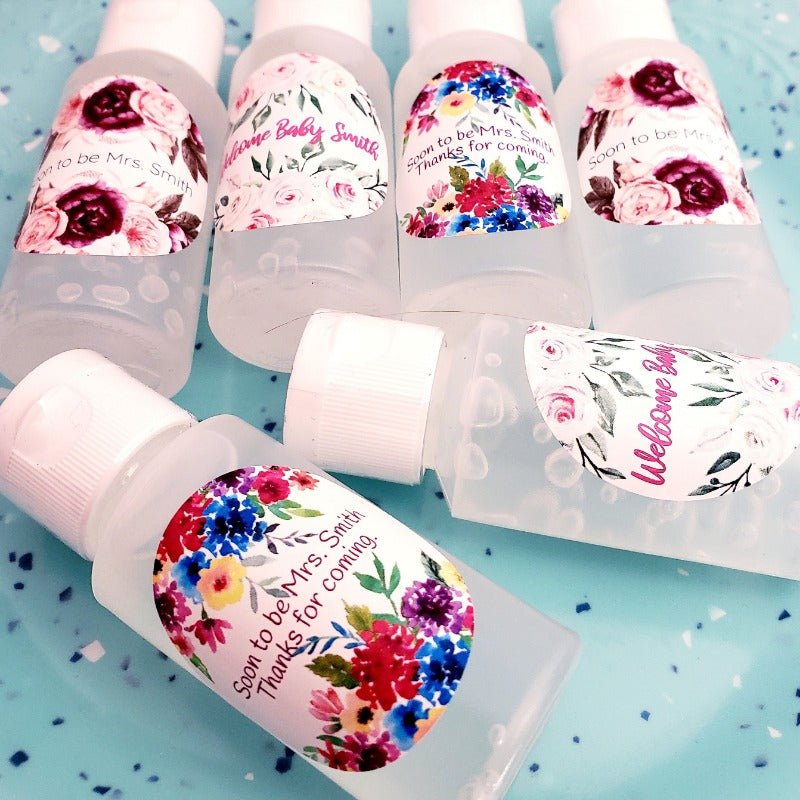 Personalized Top and Bottom Floral Hand Sanitizer Party Favors - Favors Today