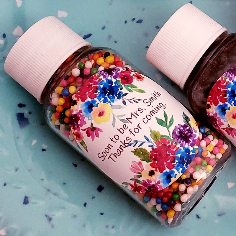 Personalized Top and Bottom Floral Nonpareil Sprinkle Party Favors - Favors Today