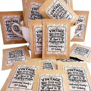 Personalized Vintage Adult Birthday Party Favors Custom Tea Bags-1