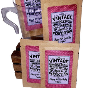 Personalized Vintage Adult Birthday Party Favors Custom Tea Bags-3