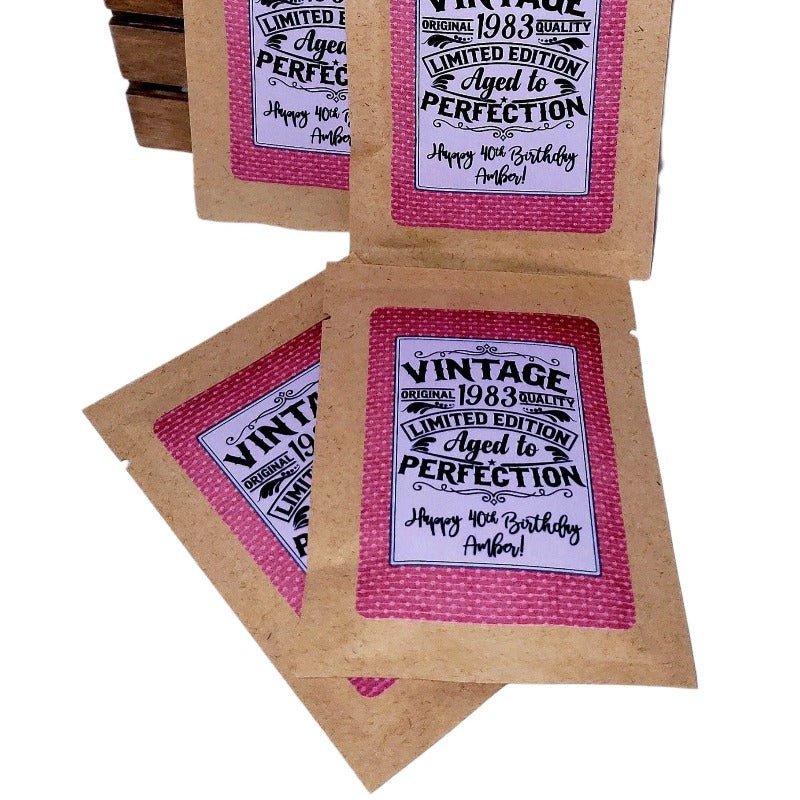 Personalized Vintage Adult Birthday Party Favors Custom Tea Bags-5
