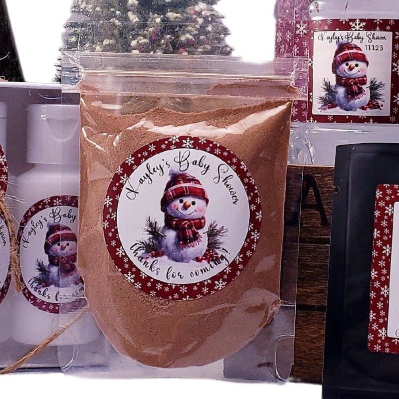 Personalized Winter Snowman Hot Chocolate Favors Custom Cocoa Favors - Favors Today