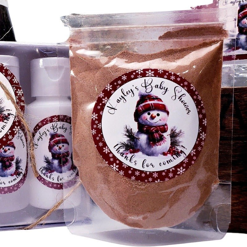 Personalized Winter Snowman Hot Chocolate Favors Custom Cocoa Favors - Favors Today