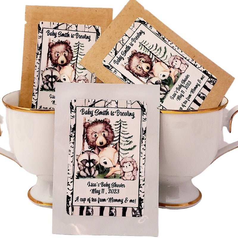 Woodland Animal Personalized Tea Bag Favors Many Options - Favors Today