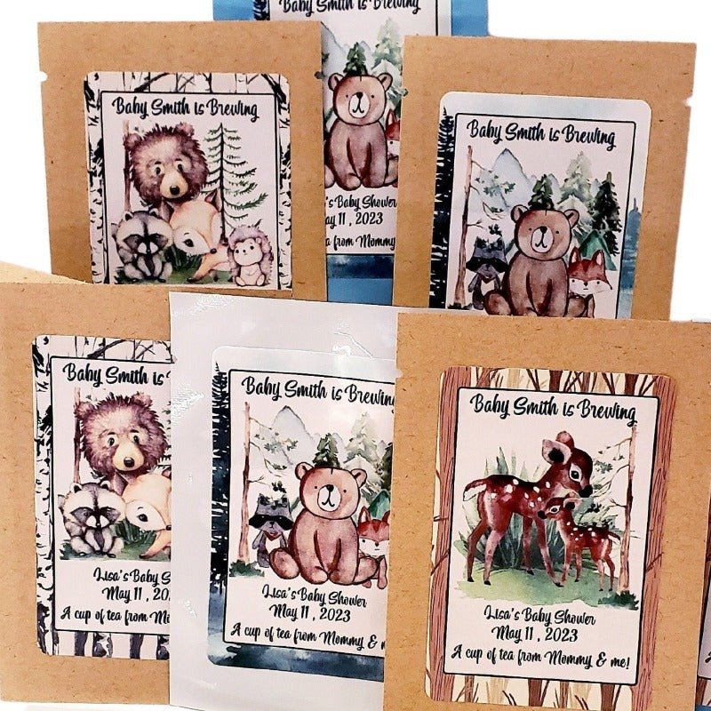 Woodland Animal Personalized Tea Bag Favors Many Options - Favors Today