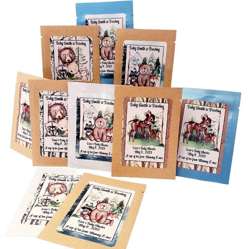 Woodland Animal Personalized Tea Bag Favors Many Options - Favors Today